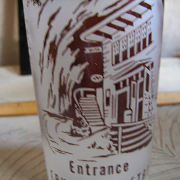 Vtg Hazel Atlas Frosted Glass Tumbler, 1950s MERAMEC CAVERNS Stanton Mo. - Picture 5 of 6